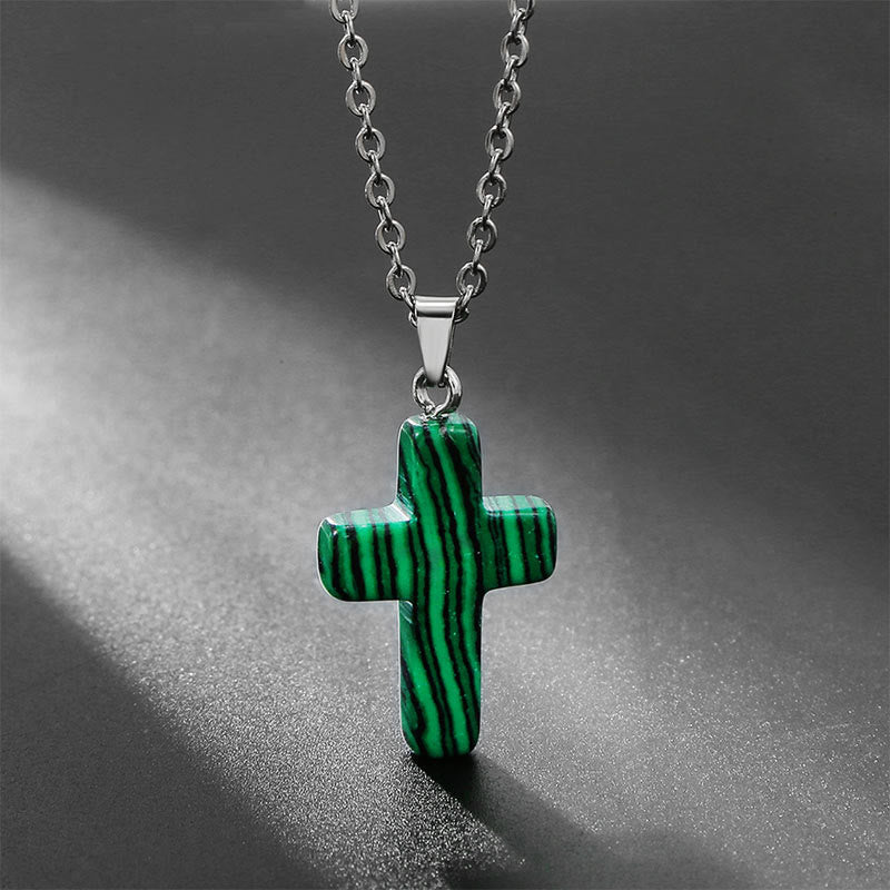 Seraphina - Natural Gemstone Cross Necklace for Women