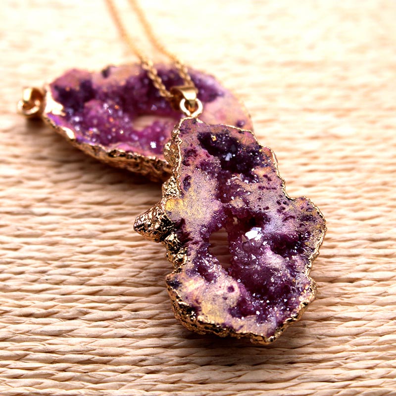 Natural Crystal Geode - Pendant Necklace
