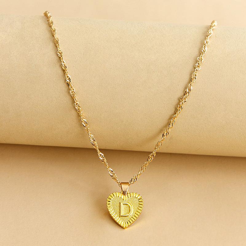 Amara - Gold Heart Initial Necklace for Women