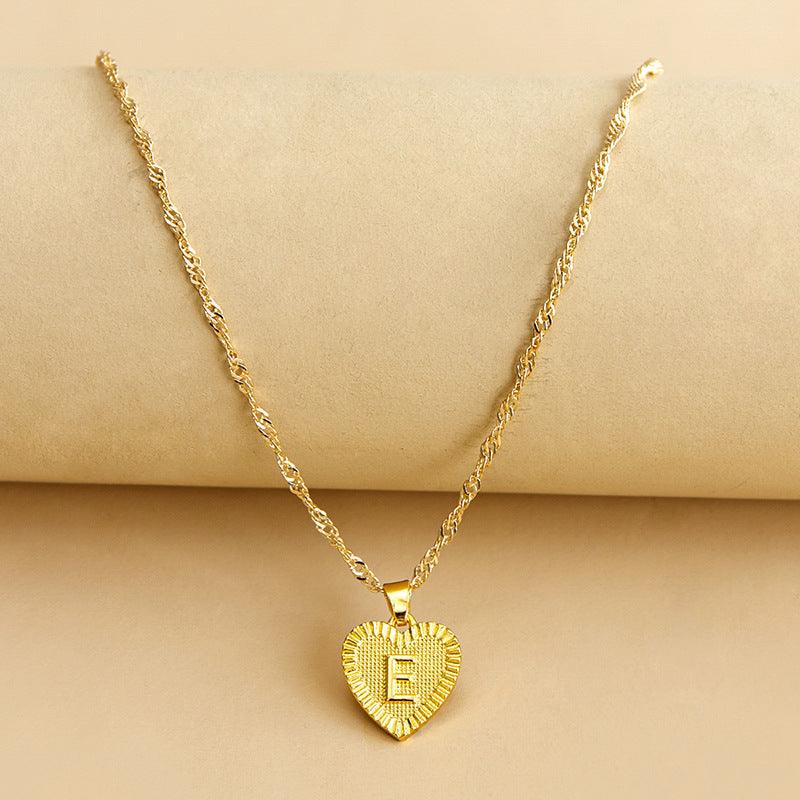 Amara - Gold Heart Initial Necklace for Women