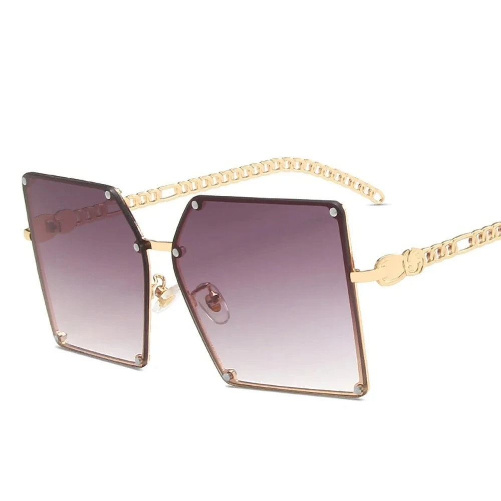 Mirthe Shades - Retro Square Sunglasses with Chain Frame
