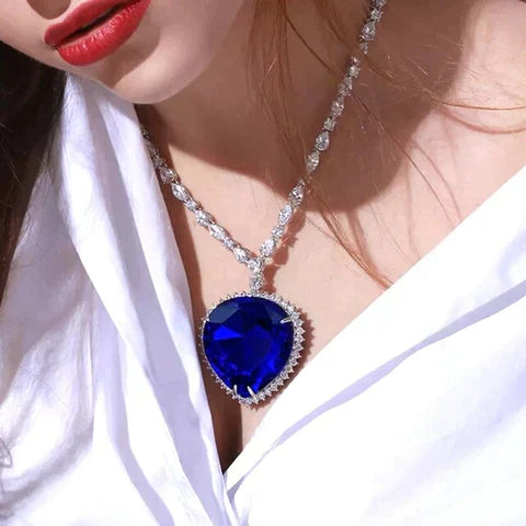 Blue Crystal Heart - Pendant Necklace for Women