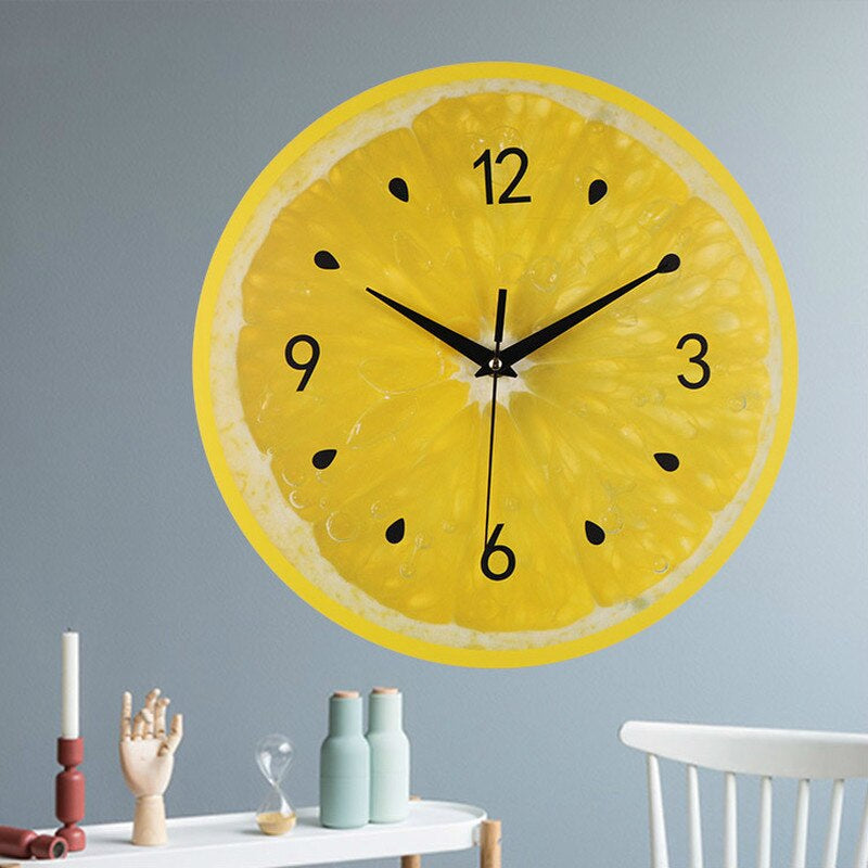 Lemon Kitchen Wall Clock - Bright Cheerful Decor