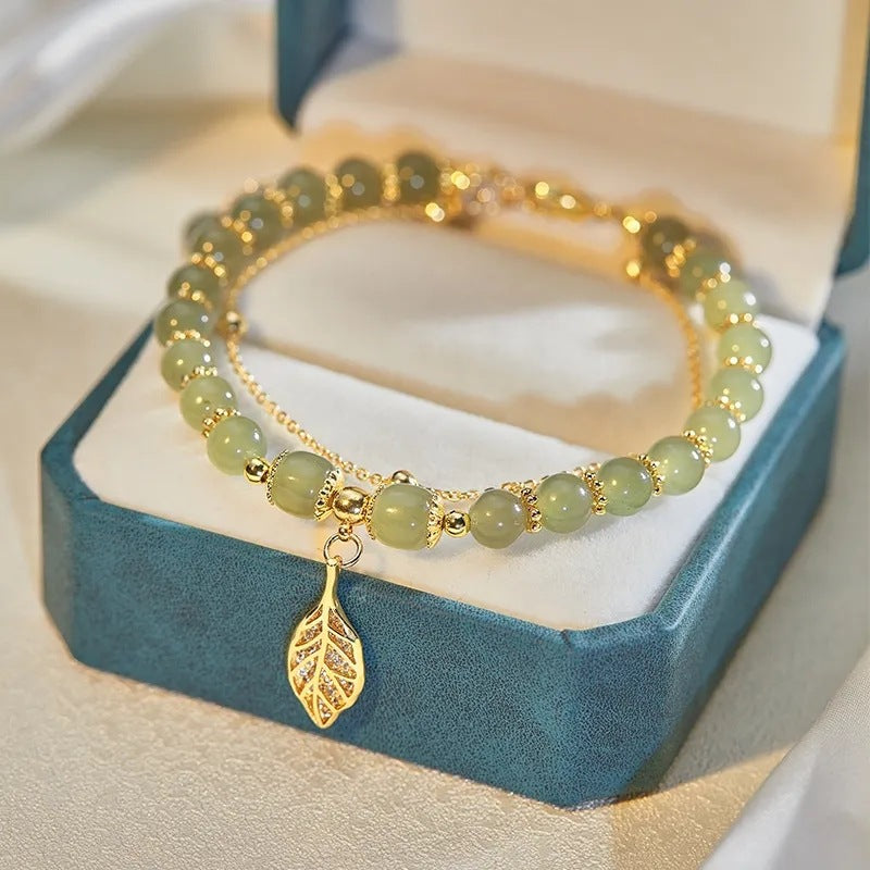 Jade Leaf - Bracelet with Distinctive Leaf Charm for Women