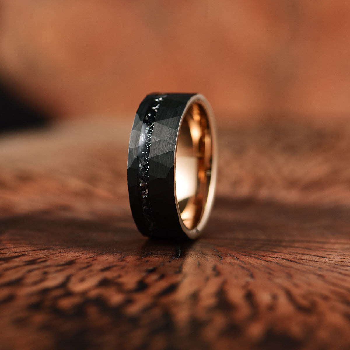 Ares - 8mm Black Tourmaline Tungsten Carbide Ring for Men