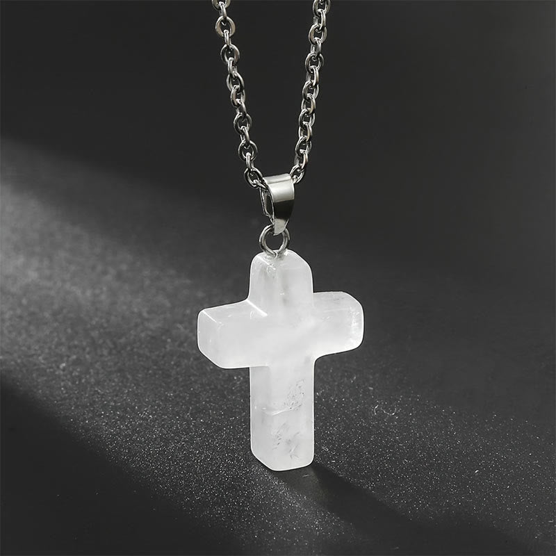 Seraphina - Natural Gemstone Cross Necklace for Women