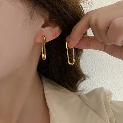 Viola Earrings - Gold and Silver Paperclip Drop Earrings