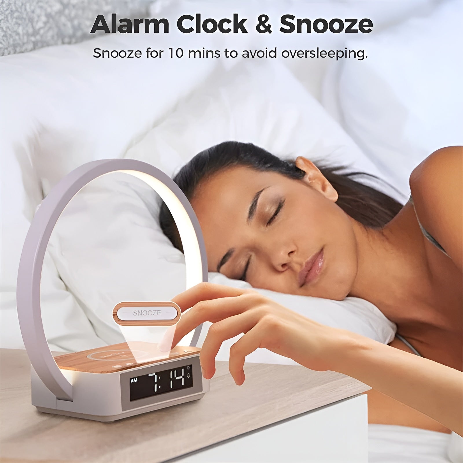 Modern Table Lamp - Wireless Charger & Clock