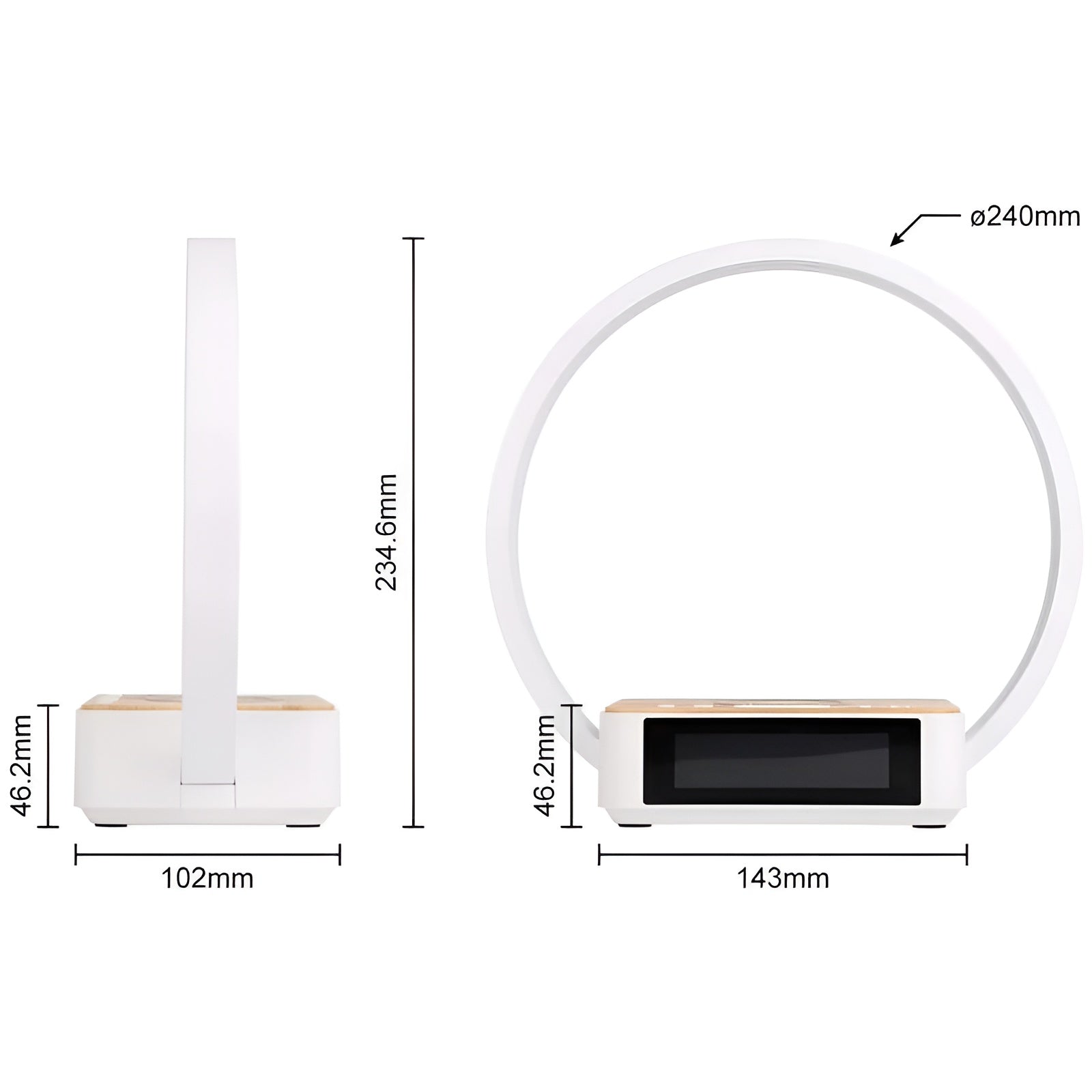 Modern Table Lamp - Wireless Charger & Clock