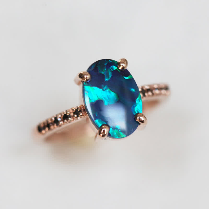 Isabella - 3-Piece Sapphire & Opal Ring Set for Women