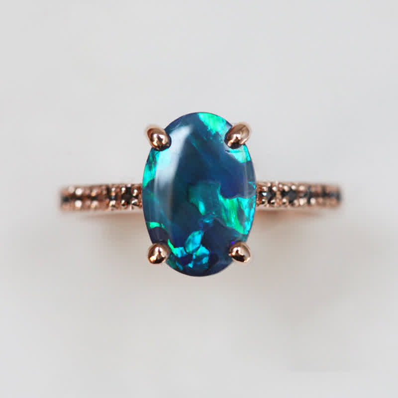 Isabella - 3-Piece Sapphire & Opal Ring Set for Women