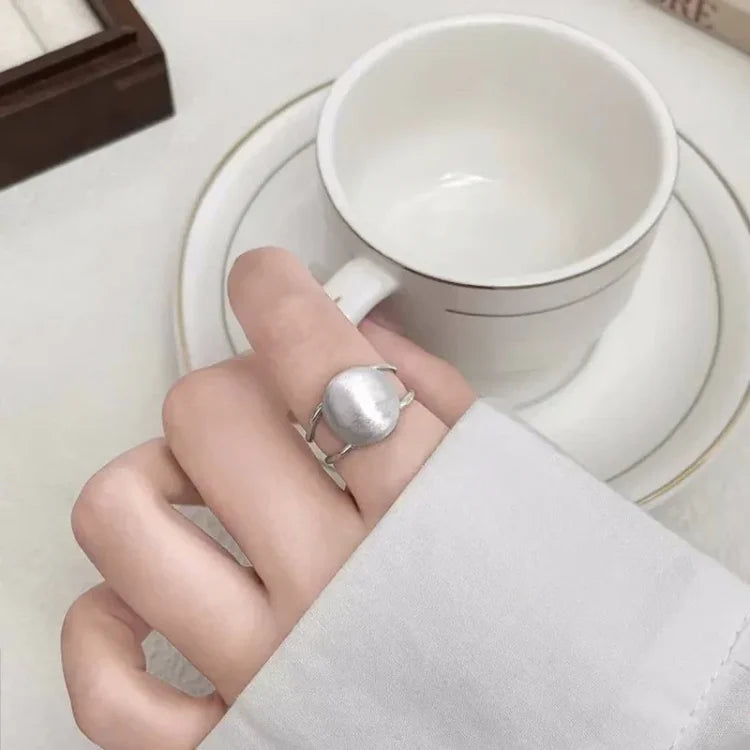 Lucienne - Brushed Silver Half-Dome Ring for Women