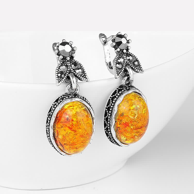 Nora - Vintage Floral Amber Earrings for Women