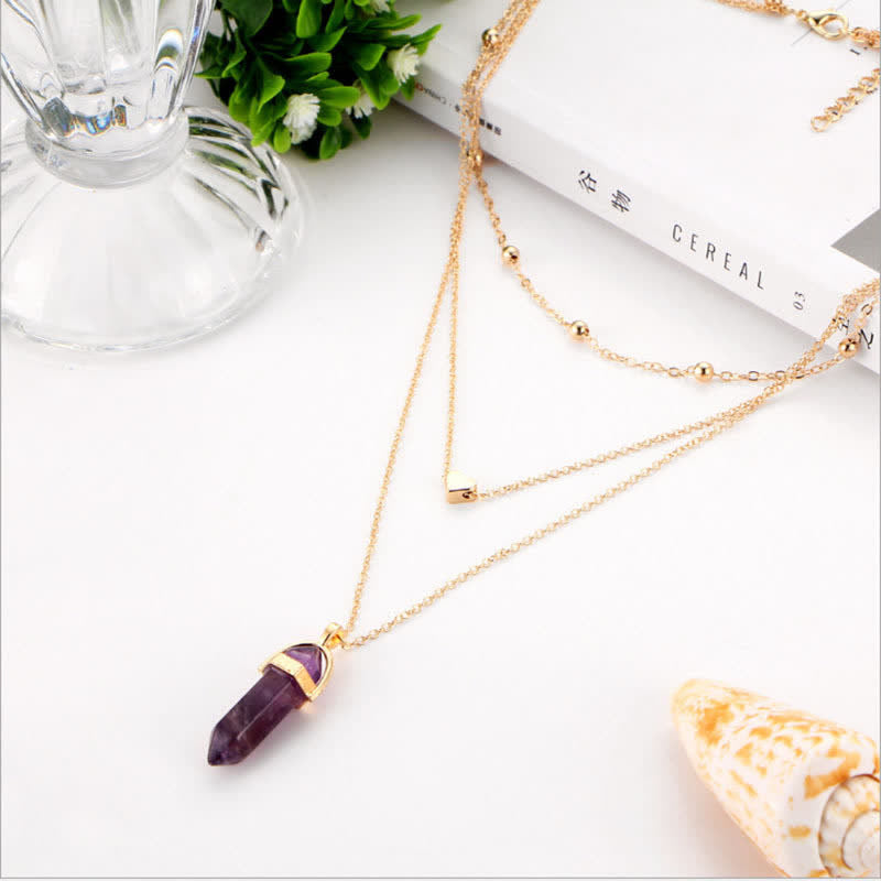 Aurora - Hexagon Natural Crystal Gemstone Necklace