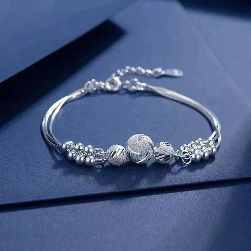 Silver Pearl Bracelet - Elegant Adjustable Statement Piece