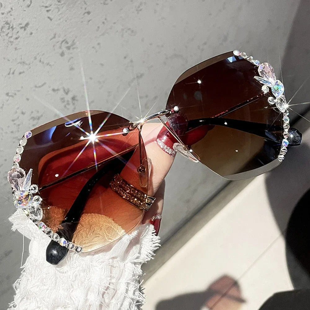 AyaVision - Vintage Rimless Sunglasses with Gradient Lenses