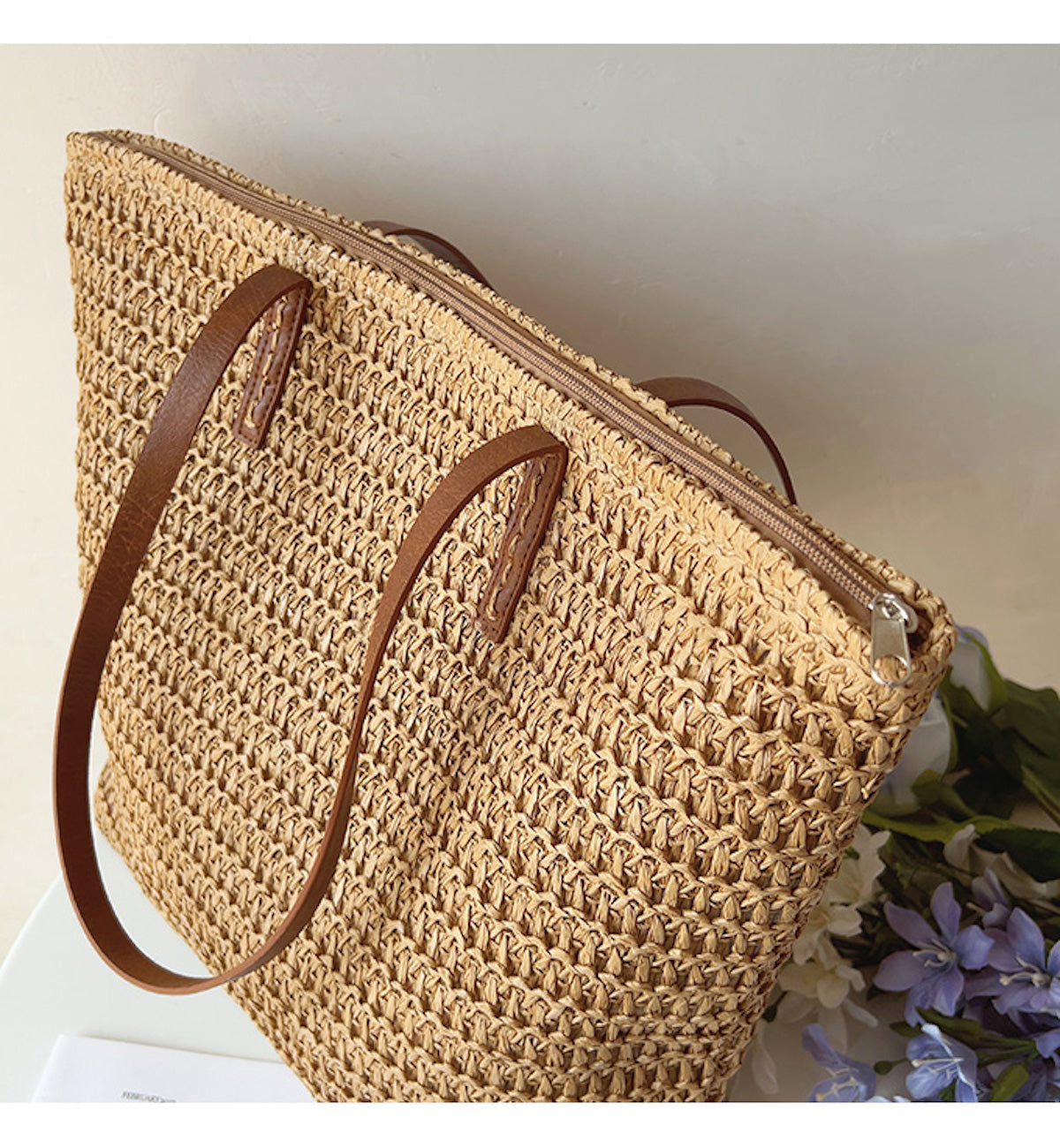SummerBreeze Woven Straw Tote Bag