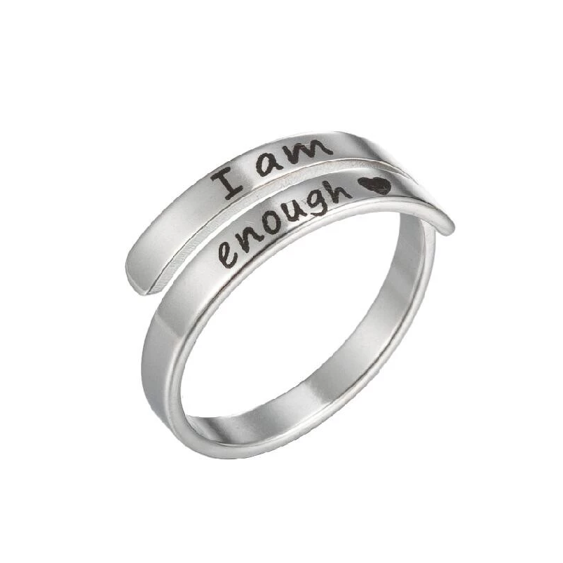 I Am Enough - Silver Affirmation Ring for Women