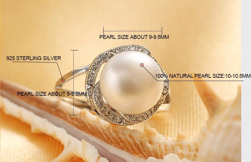 Pearl Ring - Adjustable Sterling Silver Freshwater Pearl Statement Ring