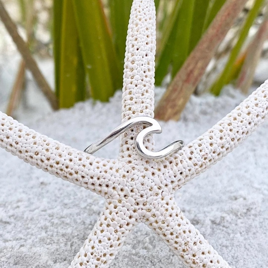 Maris Silver Wave Ring - Adjustable Ocean Design