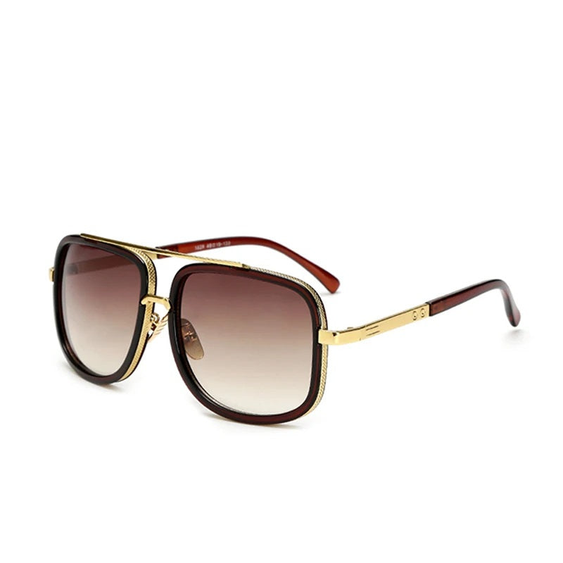 SanderSun - Retro Square Metal Sunglasses