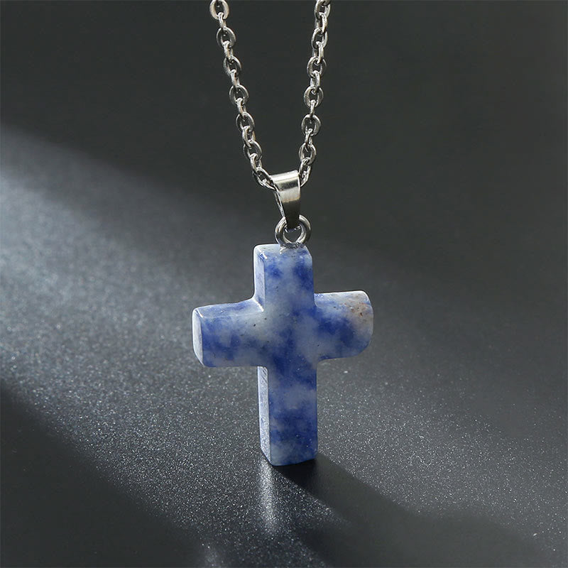 Seraphina - Natural Gemstone Cross Necklace for Women