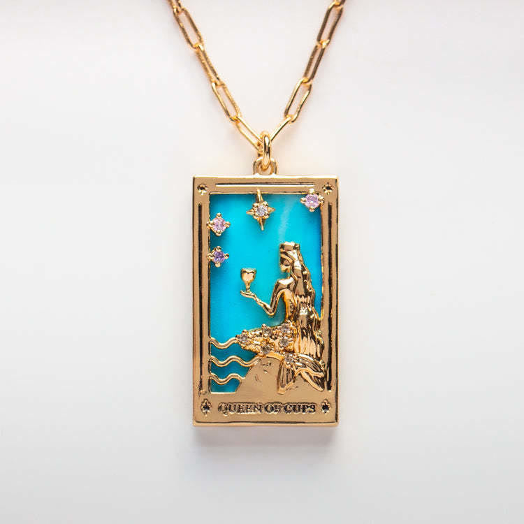 Amara - Tarot Drop Pendant Necklace with Zirconia for Women