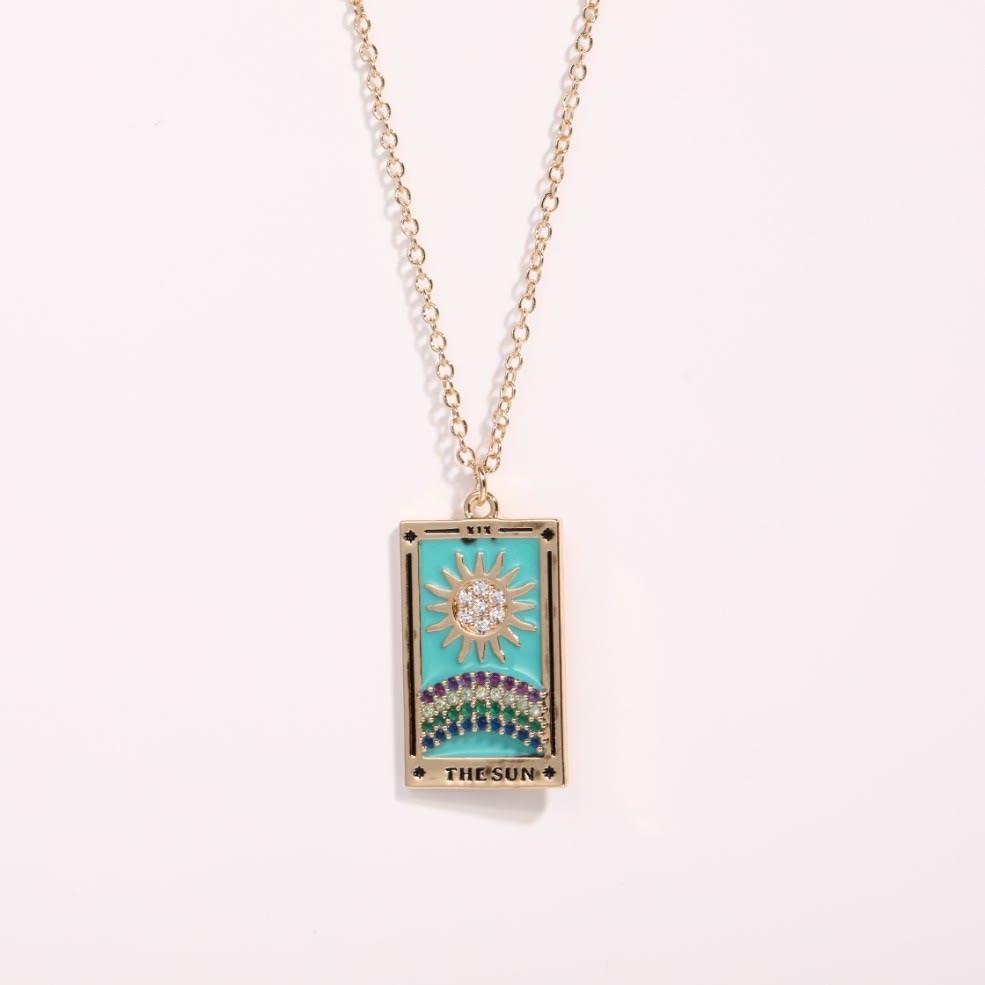 Amara - Tarot Drop Pendant Necklace with Zirconia for Women