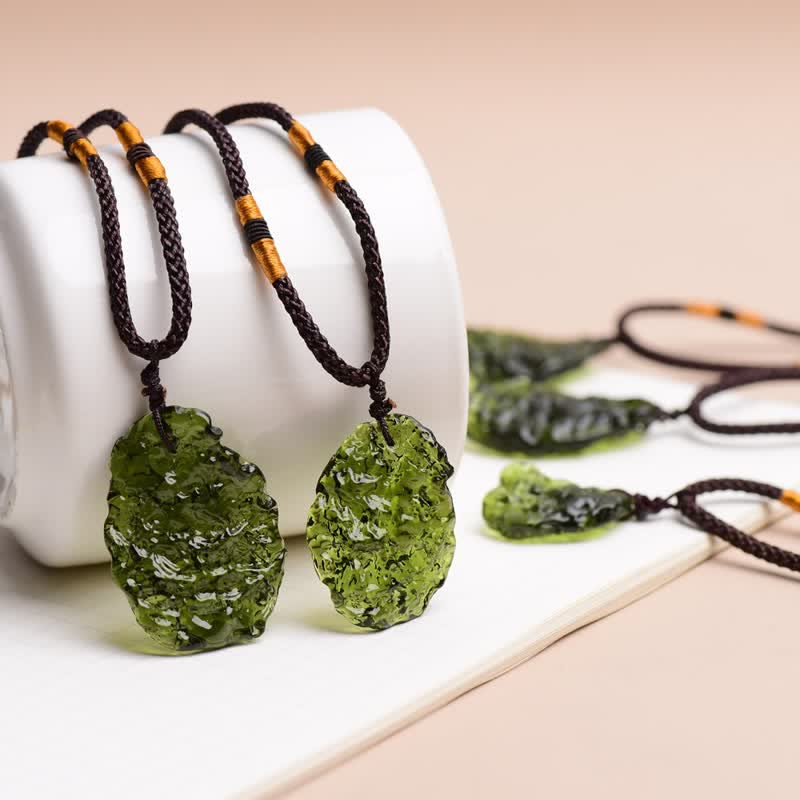 Alina Green Moldavite Pendant Necklace - Purifying Crystal for Spiritual Growth