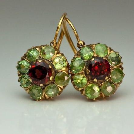 Amalina - Green & Red Crystal Earrings for Women