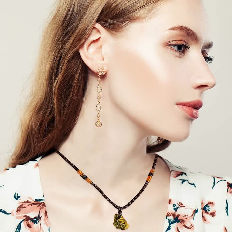 Alina Green Moldavite Pendant Necklace - Purifying Crystal for Spiritual Growth