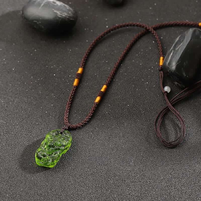 Alina Green Moldavite Pendant Necklace - Purifying Crystal for Spiritual Growth