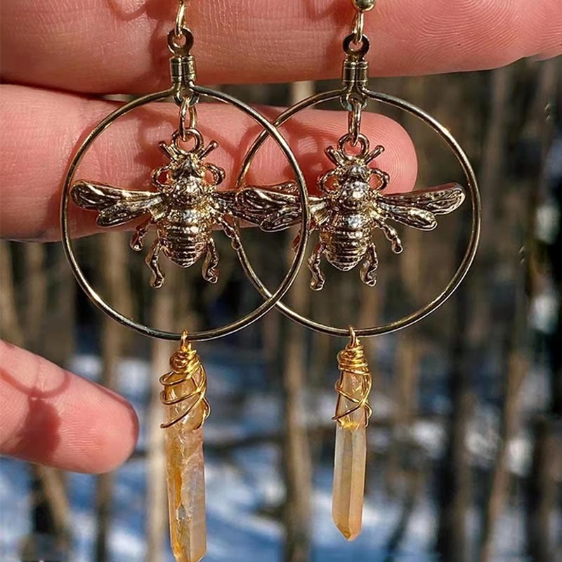 Elara - Natural Crystal Moon & Stars Earrings for Women