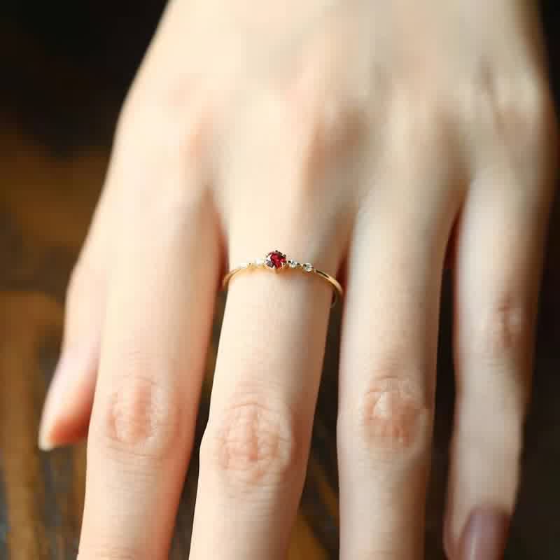 Elara - 18K Gold Garnet Stone Ring for Women