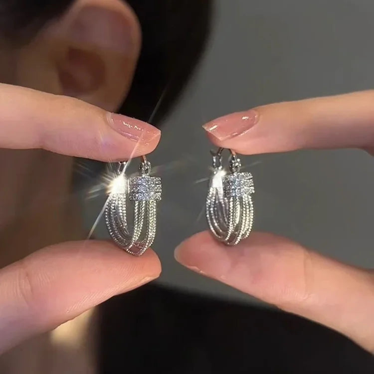 Aria - Geometric Layered Earrings in Gold and Silver for Women
