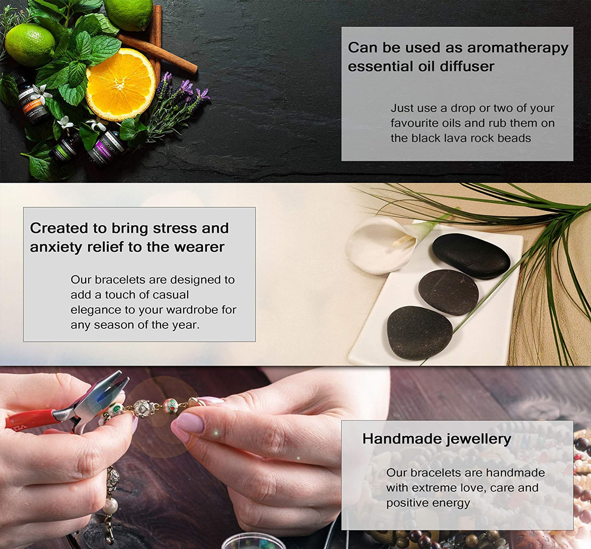 Chakra Healing Crystal Bracelet - Natural Lava Stone for Balance and Wellbeing