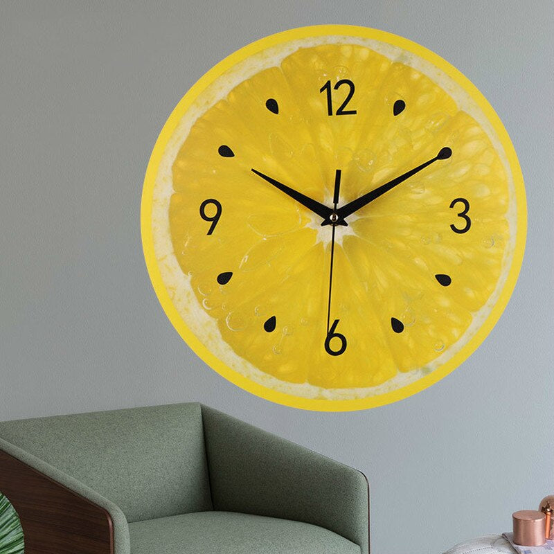 Lemon Kitchen Wall Clock - Bright Cheerful Decor