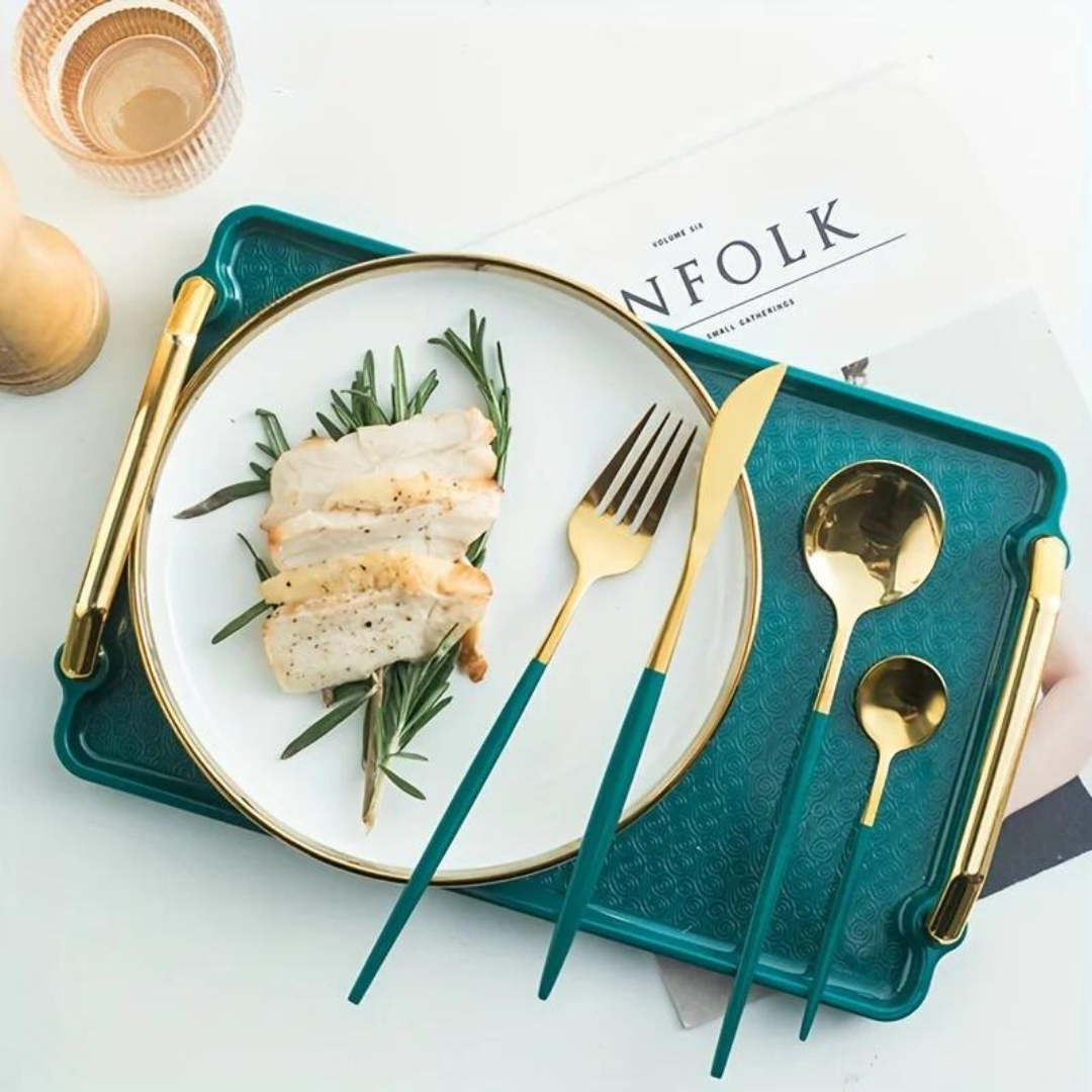 Gold Cutlery Set - 24-Piece Festive Dining