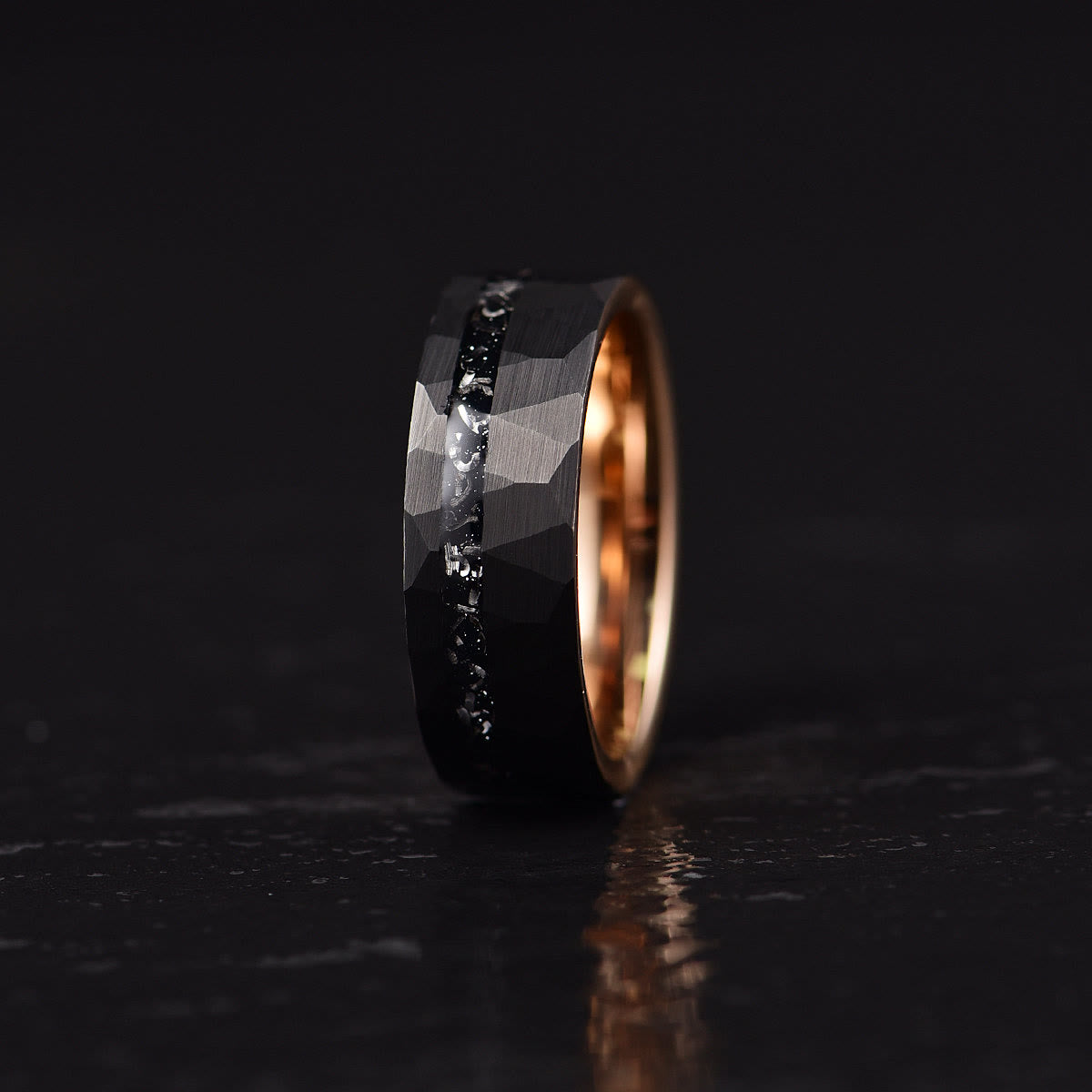 Ares - 8mm Black Tourmaline Tungsten Carbide Ring for Men