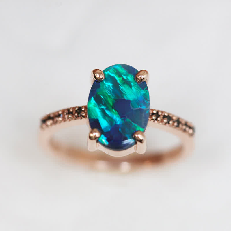 Isabella - 3-Piece Sapphire & Opal Ring Set for Women