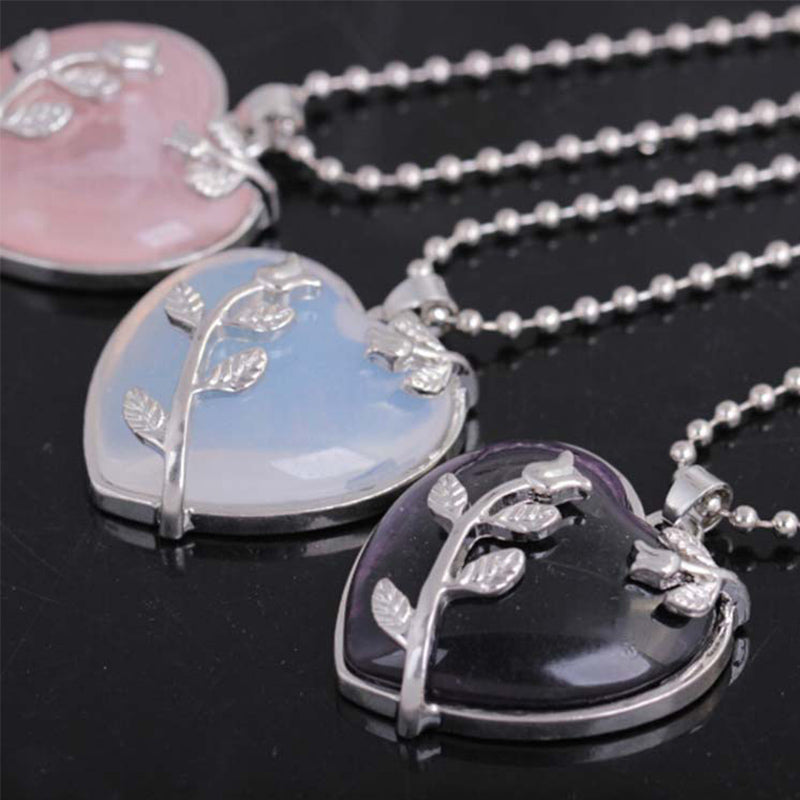 Amara Heart Rose Quartz Necklace - Romantic Gemstone Pendant