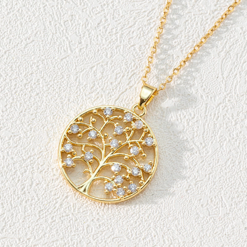 Zirconia - Tree of Life Hollow Pendant Necklace