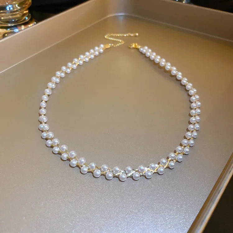 Amira - Double Crystal and Pearl Necklace for Women