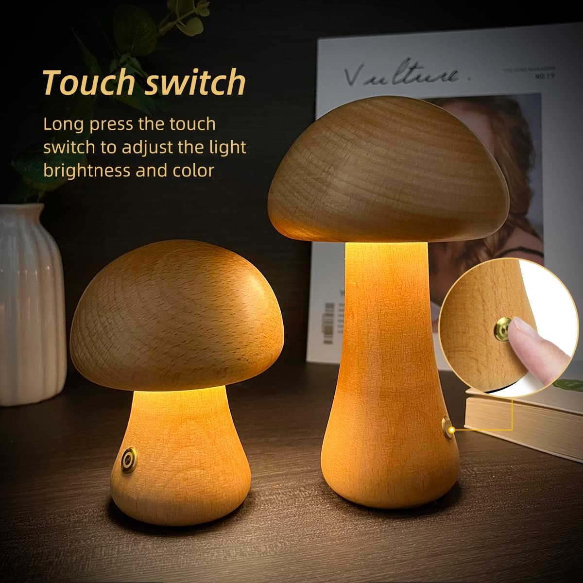 Mushroomlight - Wireless Wooden LED Night Light