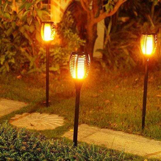 Solar Garden Torch Lights - 96 LED Flame, 4 Pack