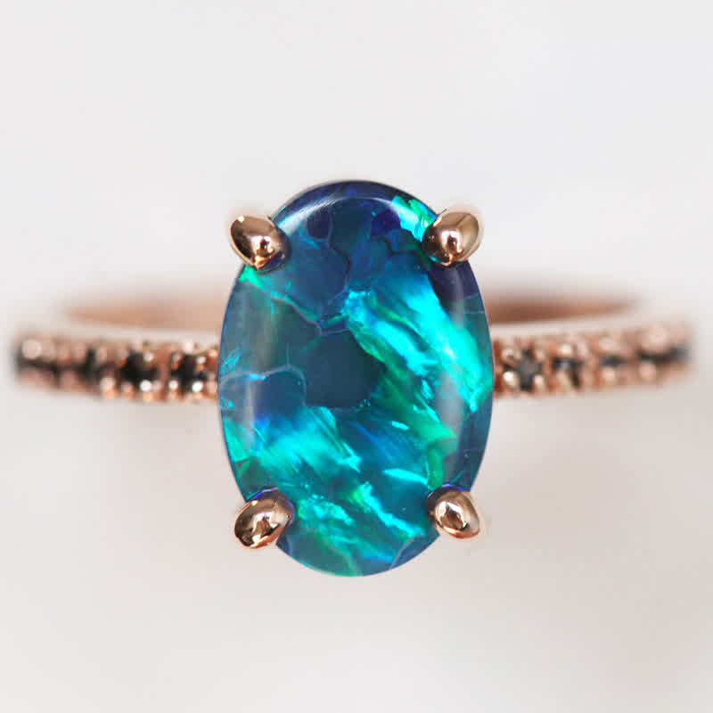 Isabella - 3-Piece Sapphire & Opal Ring Set for Women