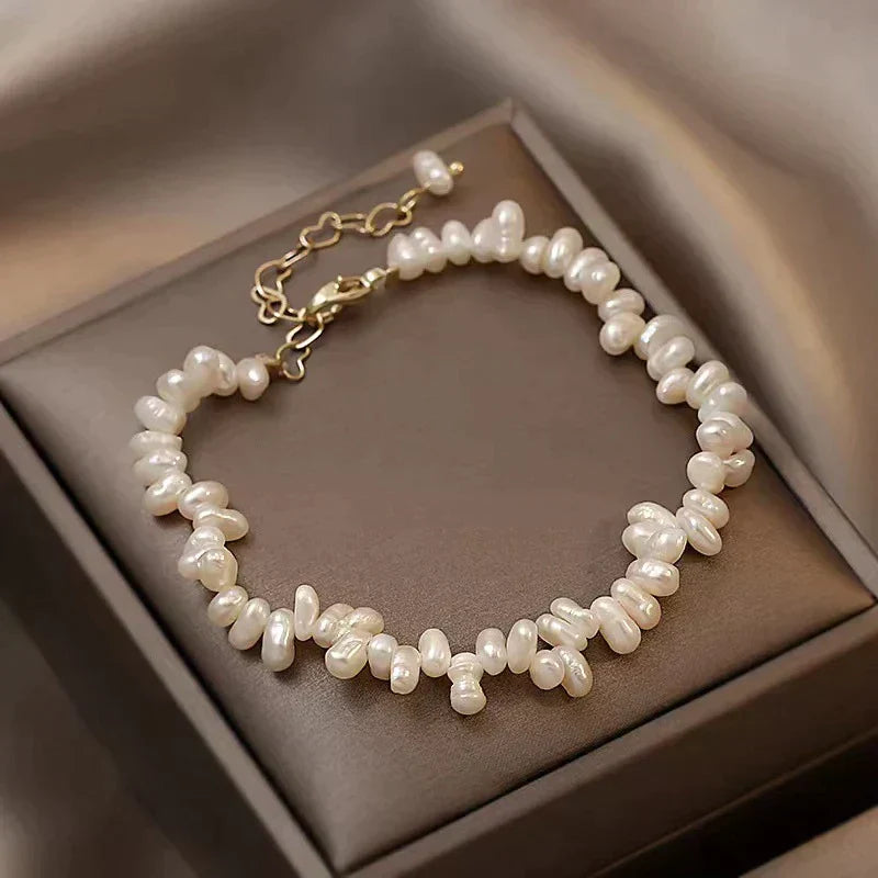 Freshwater Pearl Bracelet - Elegant White Pearls with Adjustable Fit