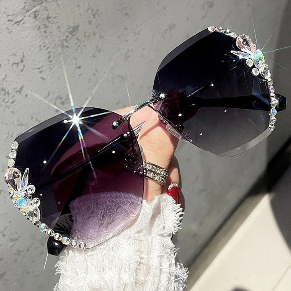 AyaVision - Vintage Rimless Sunglasses with Gradient Lenses