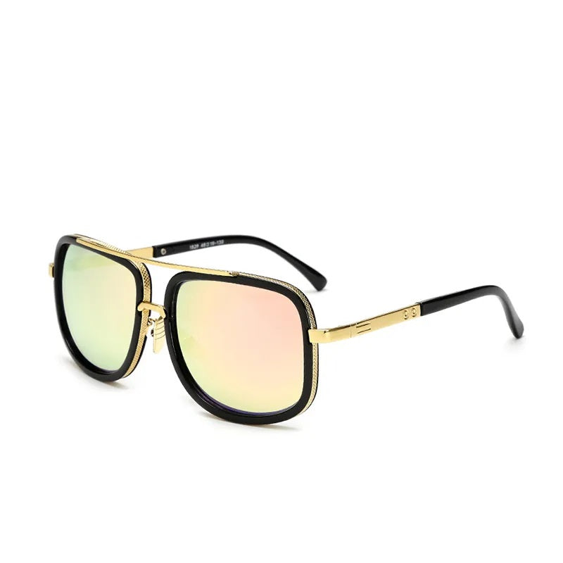 SanderSun - Retro Square Metal Sunglasses