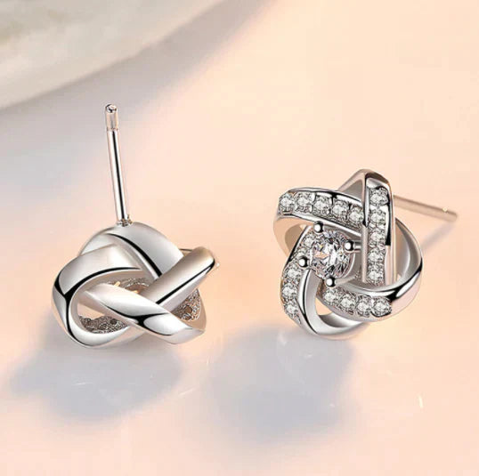 Love Knot Necklace and Earrings Set - Sterling Silver Jewelry Gift Set